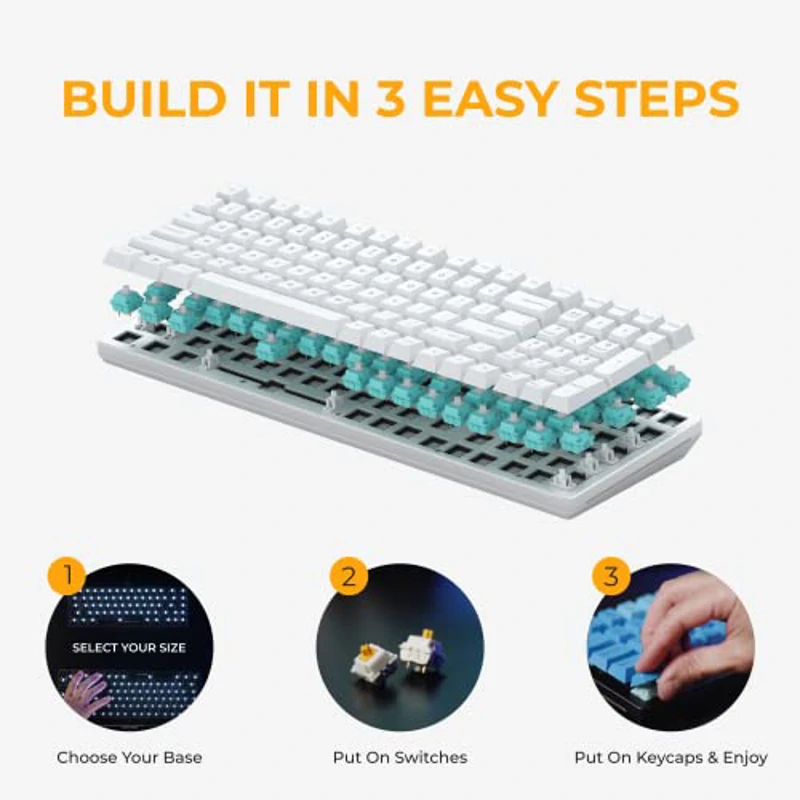 Glorious Gaming GMMK 2 Full Size (96%) Barebones (solo carcasa) - Carcasa de teclado gaming mecánico, completa (96%), aluminio, personalizable, RGB, distribuciones americano / ANSI - Blanco - Imagen 3