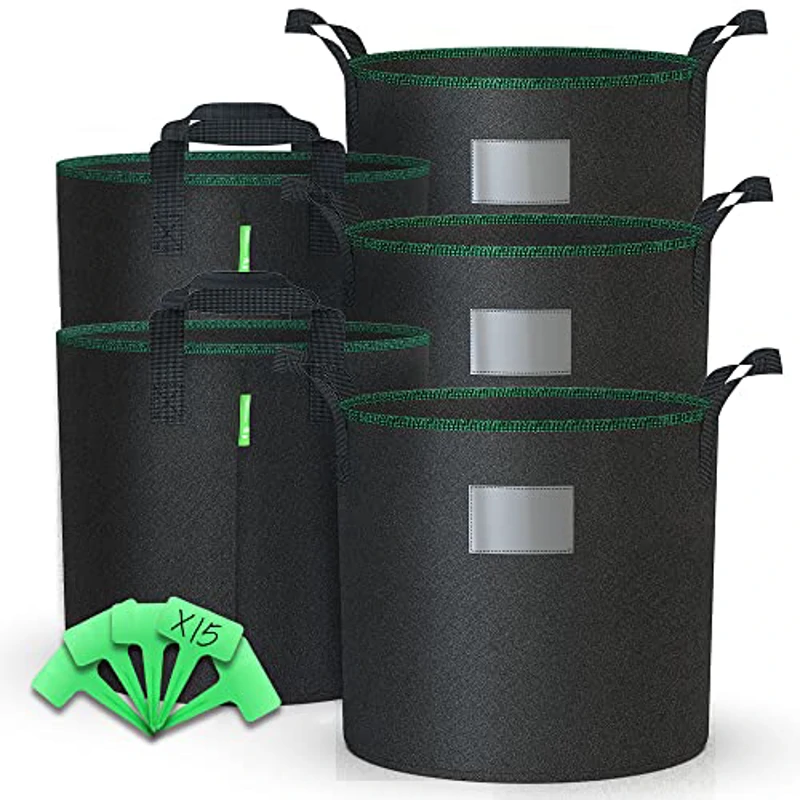 VOUNOT® 5 Piezas Bolsas de Cultivo Plantas 20L, Maceta de Tela Cultivo de Patatas con Asas y Etiquetas de Plantas, Bolsa de Siembra no Tejida para Papas Tomates Fresas - Imagen 1