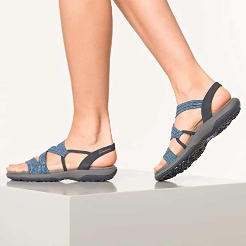 Skechers REGGAE SLIM SKECH APPEAL, Sandalias de Punta Descubierta para Mujer, Navy Gore, 41 EU - Imagen 2