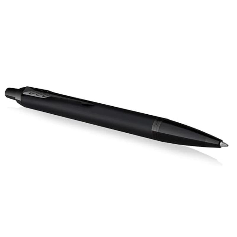 PARKER IM bolígrafo | Negro mate con adornos negros | Punta mediana con recambio de tinta azul | Estuche de regalo - Imagen 1