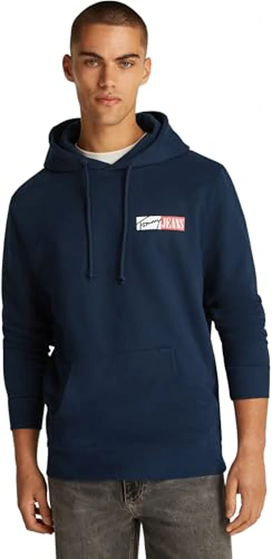 Tommy Jeans Sudadera Hombre Entry Graphic con Capucha, Azul (Dark Night Navy), XS - Imagen 1