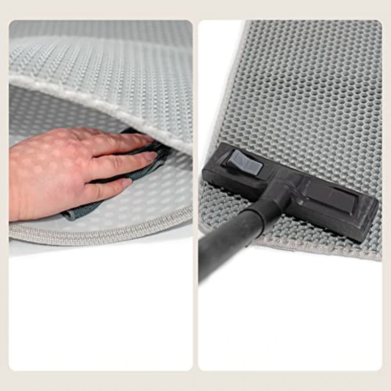 lionto Alfombrilla de arena para Gatos Alfombrilla para caja de arena Almohadilla con diseño de panal Alfombrilla impermeable de doble capa recogida de la arena, 76x61x1,3 cm Gris - Imagen 3