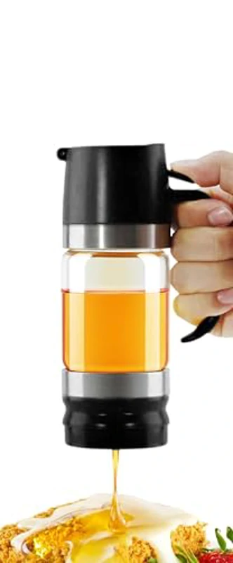 NERTHUS FIH 1479 Tarro de miel 350ml, dispensador de vidrio con base de silicona, libre de BPA, dosificador con botón de presión, fácil de rellenar y limpiar - Imagen 2