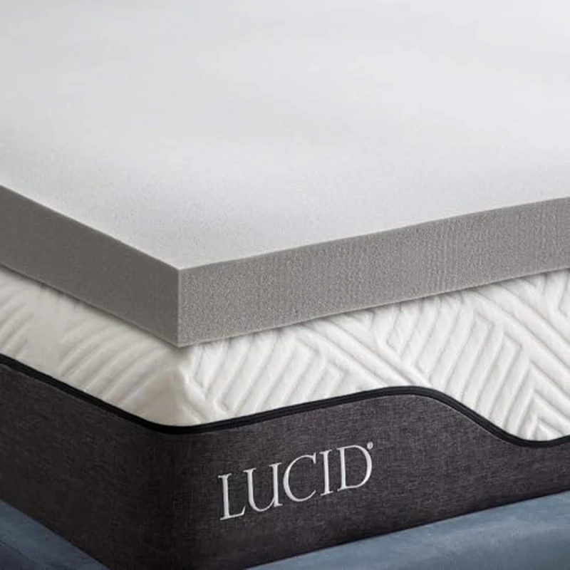 LUCID Sobrecolchon viscoelastico 90x200 cm | Con partículas de Carbón de Bambú | Grosor 7 cm |Topper para colchon - Imagen 1