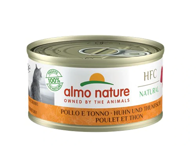 almo nature HFC Natural Comida húmeda para Gatos, Pollo y atún, 24 Unidades (24 x 70 g) - Imagen 1