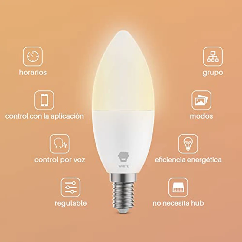 Chuango Bombilla inteligente Wifi - Bombilla inteligente conectada para el ahorro de energía - Forma y color diferentes (Amande, Amarillo) - Imagen 2