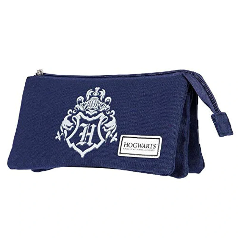 Harry Potter Academy-Estuche Portatodo Triple HS, Azul Oscuro, 23 x 12 cm - Imagen 1