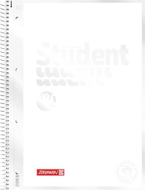 BRUNNEN Libreta Premium Student White | A4, líneas 27, 80 hojas, color blanco - Imagen 1