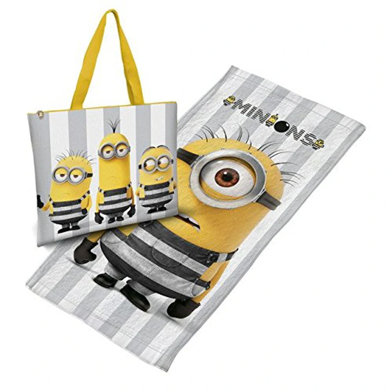 Minions Gru Mi Villano Favorito 3 Jail-Set Bolsa de Playa & Toalla, Amarillo, 140 x 70 cm - Imagen 1