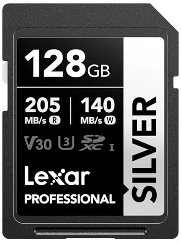 Lexar Tarjeta SD 128 GB Silver, hasta 205 MB/s de Lectura, Tarjeta de Memoria SDXC UHS-I, Clase 10, U3, V30, SD Card para Fotógrafos Profesionales, Videógrafos y Entusiastas - Imagen 1