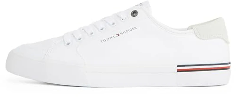 Tommy Hilfiger Sneaker con Suela Vulcanizada Hombre Core Corporate Canvas Low Top, Blanco (White), 45 - Imagen 1