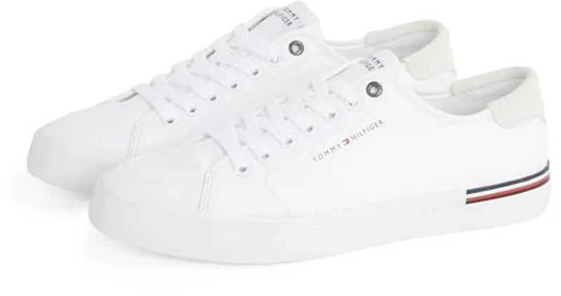 Tommy Hilfiger Sneaker con Suela Vulcanizada Hombre Core Corporate Canvas Low Top, Blanco (White), 45 - Imagen 3