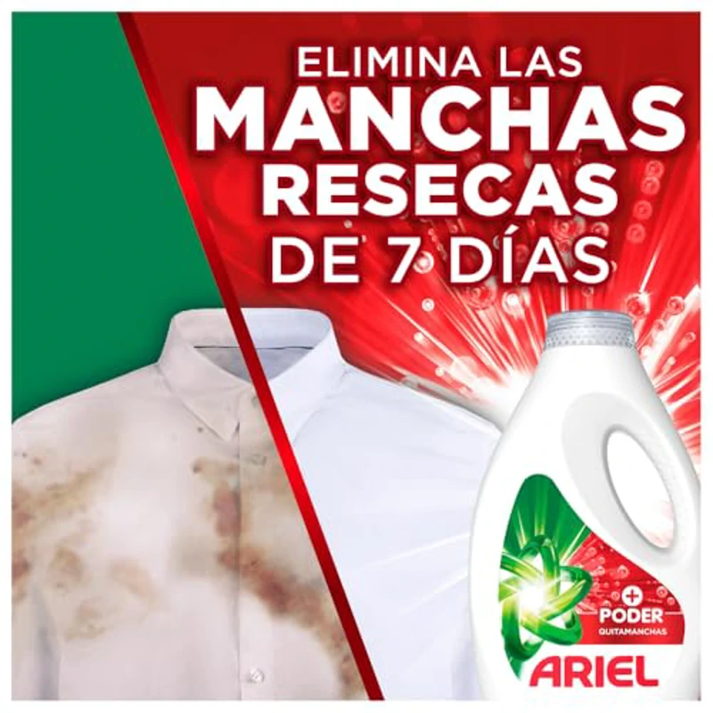 Ariel Detergente Lavadora Liquido, 100 Lavados, Jabon Extra Poder Quitamanchas, Limpieza Profunda - Imagen 2