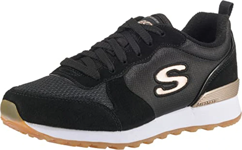 Skechers OG 85 Goldn Gurl, Zapatillas para Mujer, Black Suede Nylon Mesh Rose Gold Trim, 36 EU - Imagen 1