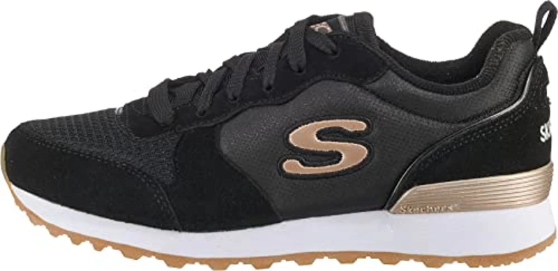 Skechers OG 85 Goldn Gurl, Zapatillas para Mujer, Black Suede Nylon Mesh Rose Gold Trim, 36 EU - Imagen 2