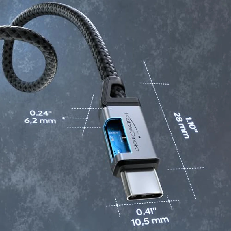 KabelDirekt – Cable USB-C para Carga Rápida, Conectores Metálicos + Trenzado de Nylon, USB 2.0 – 2m (Carga de Teléfonos/Portátiles con 60W, Ideal como Cable de Carga/Datos, Negro) - Imagen 3