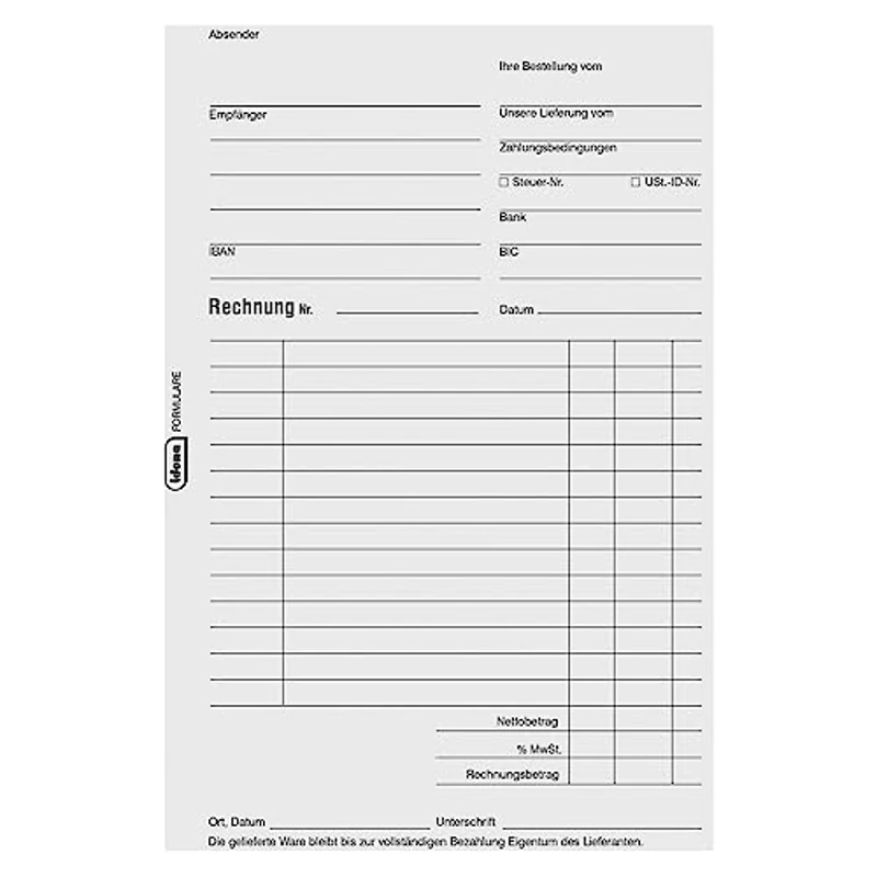 Idena 10848 - Bloc de facturas DIN A5, autocopiable, 2 x 40 Hojas, para pequeñas Empresas - Imagen 3