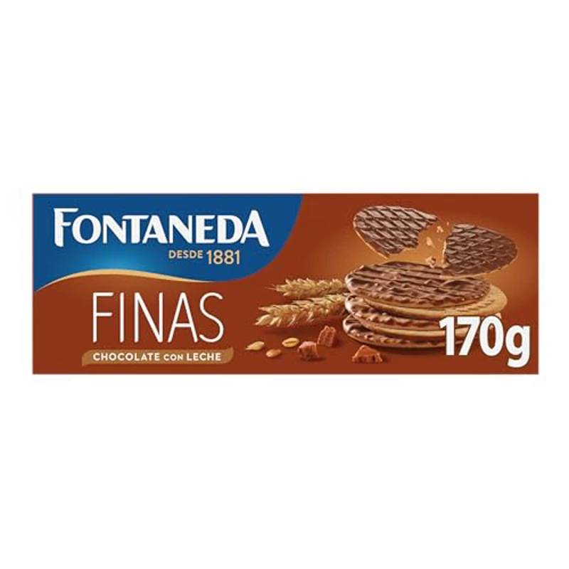 Fontaneda Digestive Galletas Finas con Chocolate con Leche, Snack Delicioso, 170 g - Imagen 1