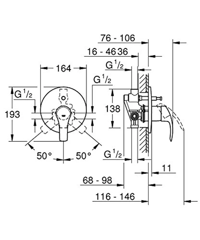 Grohe Eurosmart - Grifo para baño ducha empotrado (Ref. 33305002) - Imagen 2