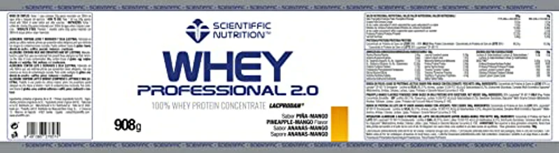 Scientiffic Nutrition - Whey Professional 2.0 Proteinas Whey en Polvo 100% Pura, para Aumentar la Masa Muscular, con Enzimas Digestivas y Lactasa - 908g, Sabor Piña - Mango. - Imagen 1