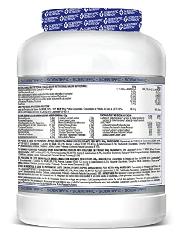 Scientiffic Nutrition - Whey Professional 2.0 Proteinas Whey en Polvo 100% Pura, para Aumentar la Masa Muscular, con Enzimas Digestivas y Lactasa - 908g, Sabor Piña - Mango. - Imagen 2