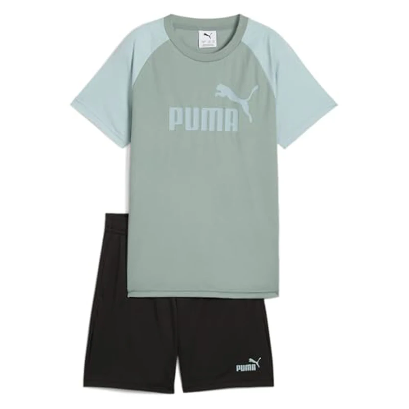 PUMA ESS No.1 Logo Poly Tee and Shorts Set B Green Moon - Imagen 1