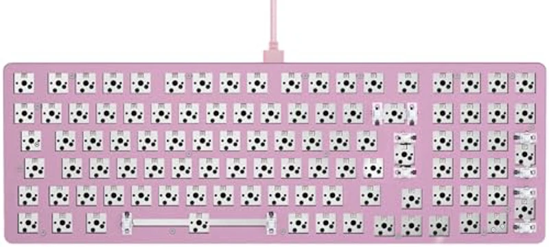 Glorious Gaming GMMK 2 Full Size (96%) Barebones (solo carcasa) - Carcasa de teclado gaming mecánico, completa (96%), aluminio, personalizable, RGB, distribuciones internacional / ISO - Rosa - Imagen 1