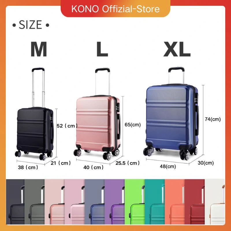 KONO-candado TSA para maleta con ruedas dobles, maleta con caja dura de TONO, carritos ligeros de ABS, M/L/XL - Imagen 1