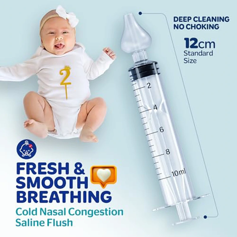 PORTENTUM Jeringa lavado nasal bebe 4 pcs, lavados nasales bebe 10 ml, jeringuilla lavado nasal bebe con puntal cómodo de silicona - Imagen 2