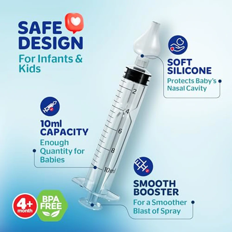 PORTENTUM Jeringa lavado nasal bebe 4 pcs, lavados nasales bebe 10 ml, jeringuilla lavado nasal bebe con puntal cómodo de silicona - Imagen 3