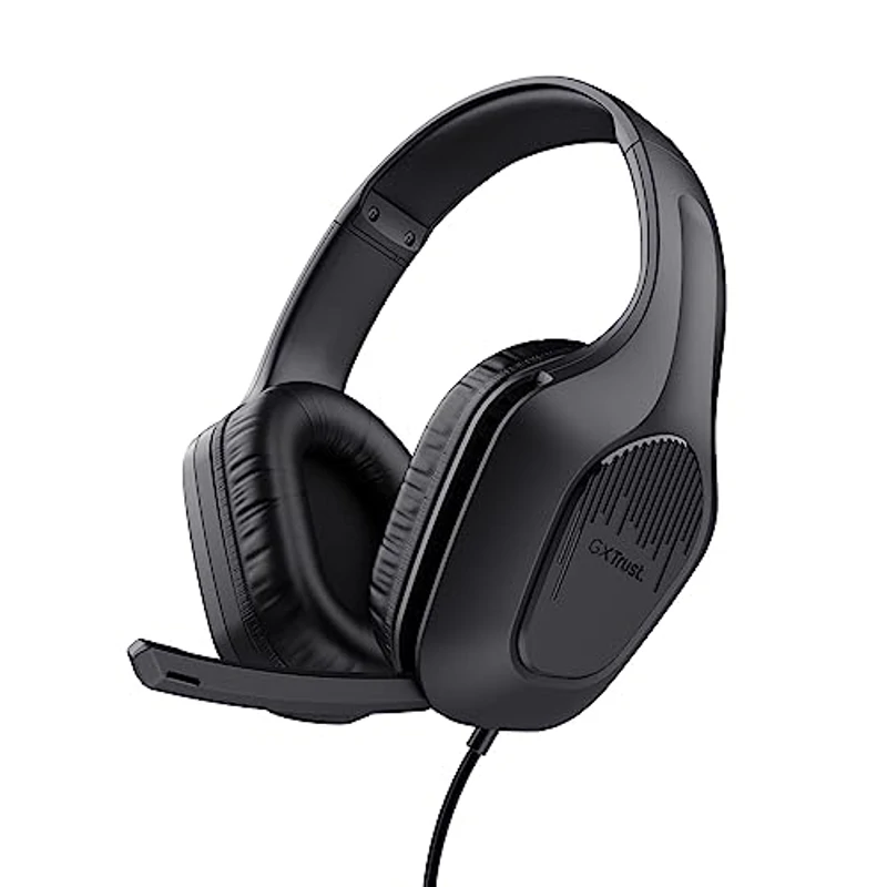 Trust Gaming GXT 418 Rayne Cascos Gaming Ligeros para PC Xbox PS4 PS5 Switch Mobile, Drivers de 50 mm, Conexión 3.5 mm, Micrófono Plegable, Auriculares con Cable 2m Over-Ear, Negro - Imagen 1
