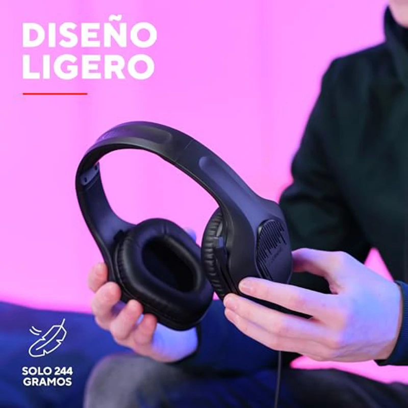 Trust Gaming GXT 418 Rayne Cascos Gaming Ligeros para PC Xbox PS4 PS5 Switch Mobile, Drivers de 50 mm, Conexión 3.5 mm, Micrófono Plegable, Auriculares con Cable 2m Over-Ear, Negro - Imagen 3
