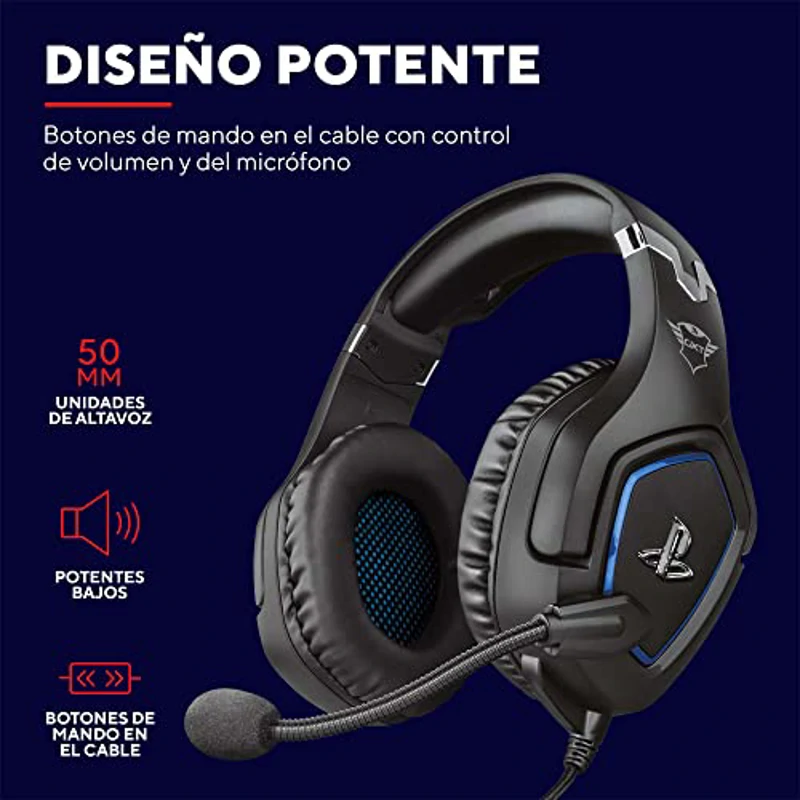 Trust Gaming Cascos PS4 y PS5 Auriculares de Gaming GXT 488 Forze, Licencia Oficial para Playstation, Micrófono Plegable, Altavoces Activos de 50 mm, Cable Trenzado de Nailon de 1.2 m, Negro - Imagen 2