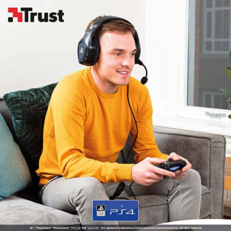 Trust Gaming Cascos PS4 y PS5 Auriculares de Gaming GXT 488 Forze, Licencia Oficial para Playstation, Micrófono Plegable, Altavoces Activos de 50 mm, Cable Trenzado de Nailon de 1.2 m, Negro - Imagen 3