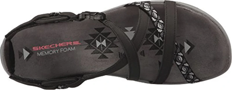 Skechers REGGAE SLIM VACAY, Sandalias para Mujer, Black Duraleather/ Webbing, 39 EU - Imagen 2