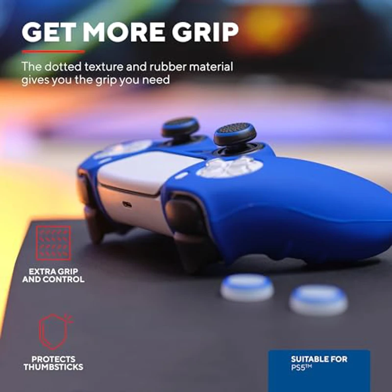 Trust Gaming GXT 266 4 Paquete / 2 Par Analog Controller Silicona Palo Grips Cap Joystick Thumb Grips Funda para Mando PS5/DualSense, Playstation 5, Negro - Imagen 2