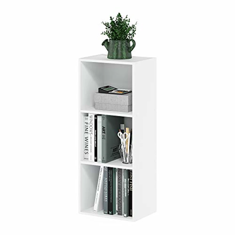 Furinno Luder Estantería Abierta Librería de 3 Niveles, Blanco - Imagen 1