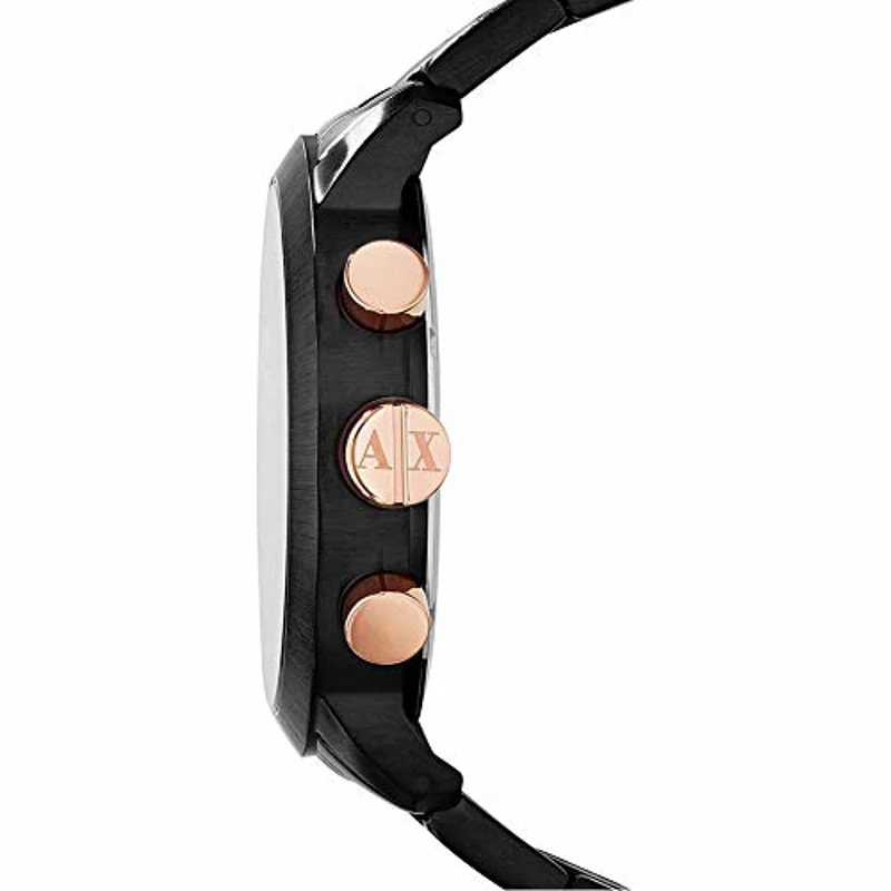 Armani Exchange Reloj para Hombre, Movimiento de cuarzo cronógrafo, 49mm Caja de acero negro con correa de acero, AX1350, Negro y tono oro rosa - Imagen 3