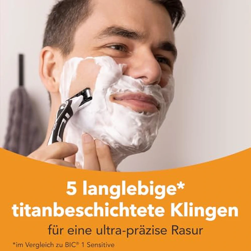 BIC Hybrid 5 Flex Maquinilla Recargable para Hombre, 1 Mango con Contrapeso y Recambios de Hojas Móviles Recubiertas de Titanio con Nanotecnología - Pack de 1+10 - Imagen 2