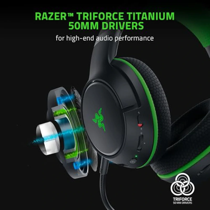 Razer Kaira Pro - Auriculares Wireless para Juegos de Móvil de Xbox y de Xbox Series X (Diafragmas de Titanio de 50 mm Triforce, Micrófono supercardioide HyperClear, Micrófono Móvil) Negro-Verde - Imagen 2