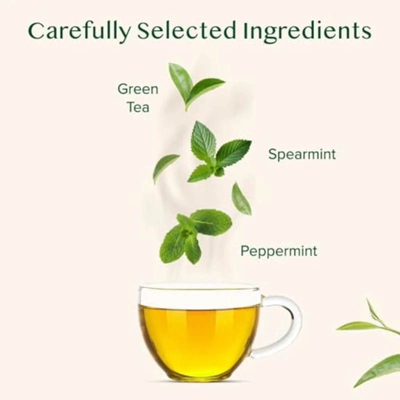VAHDAM, Mint Melody Té Verde (30 Piramidales Bolsitas De Té) 100% Natural De Menta Y Hojas De Menta | Envasado Fresco En La India | Caliente, Frío O Como Kombucha - Imagen 2