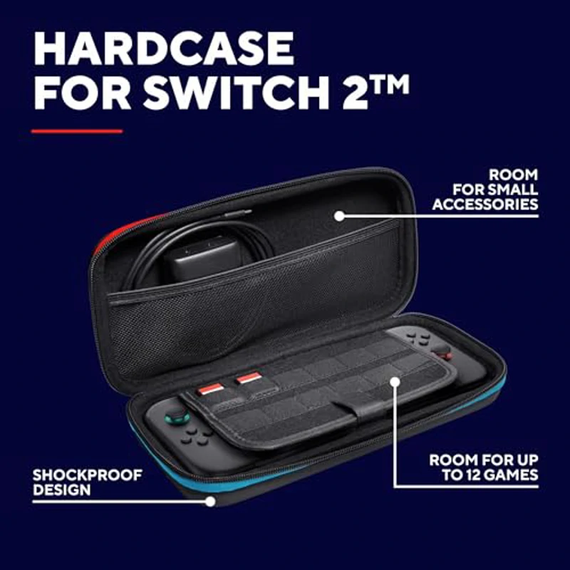 Trust Gaming GXTrust 1251 Funda para Nintendo Switch 2, Funda Protectora Dura, Carcasa Estuche Rigido de Transporte para Consola y Accesorios, Bolsillo para 4 Joy-Cons y 12 Cartuchos de Juego, Negro - Imagen 2
