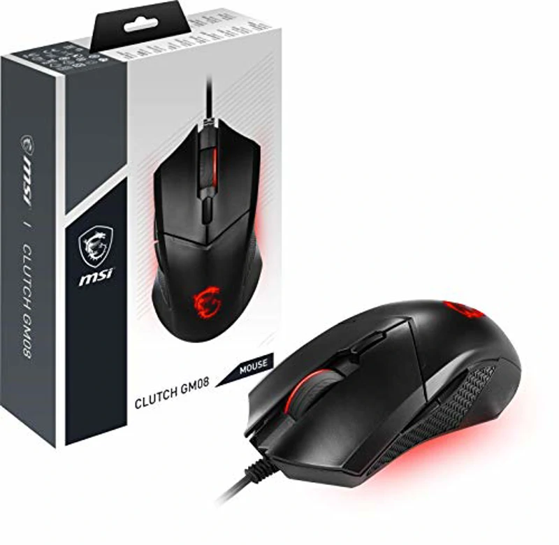 MSI Clutch GM08 – Ratón Gaming con Sensor Óptico 4200 dpi, Ajuste de Peso, RGB Rojo, 6 Botones Programables, Diseño Ergonómico Ambidiestro - Imagen 1