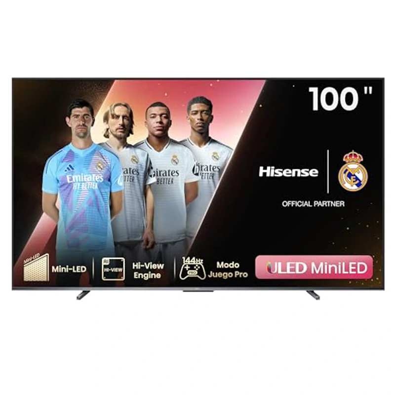 Hisense TV 100U7KQ - Mini-LED Smart TV de 100 Pulgadas,Televisor MiniLED más Grande del Mercado,Quantum Dot Colour, Modo Juego de 144Hz, Full Array Local Dimming, Dolby Vision IQ & Dolby Atmos(2023) - Imagen 1