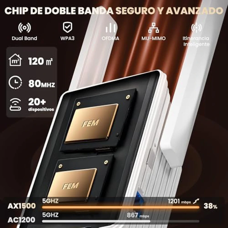 Tenda Wi-Fi 6 Repetidor WiFi AX1500Mbps Extender, Amplificador Cubre hasta 150m², 1 Puerto Gigabit Ethernet, WPS, Modo Ap, Indicador LED, Compatible con Todos los Routers, A23 - Imagen 2