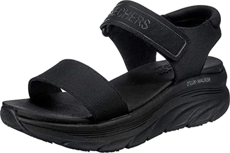 Skechers D'LUX WALKER NEW BLOCK, Sandalias deportivas para Mujer, Black Mesh, 39 EU - Imagen 1