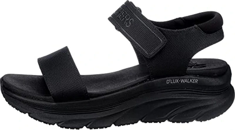 Skechers D'LUX WALKER NEW BLOCK, Sandalias deportivas para Mujer, Black Mesh, 39 EU - Imagen 3