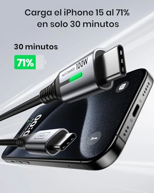 INIU Cable USB C, 100W 2m Cable de Carga Rápida QC de USB C a USB C, Cable Tipo C Trenzado Nylon de Datos Cargador de Teléfono USB-C para Samsung S22 iPad Pro MacBook Tabletas LG Google etc - Imagen 2
