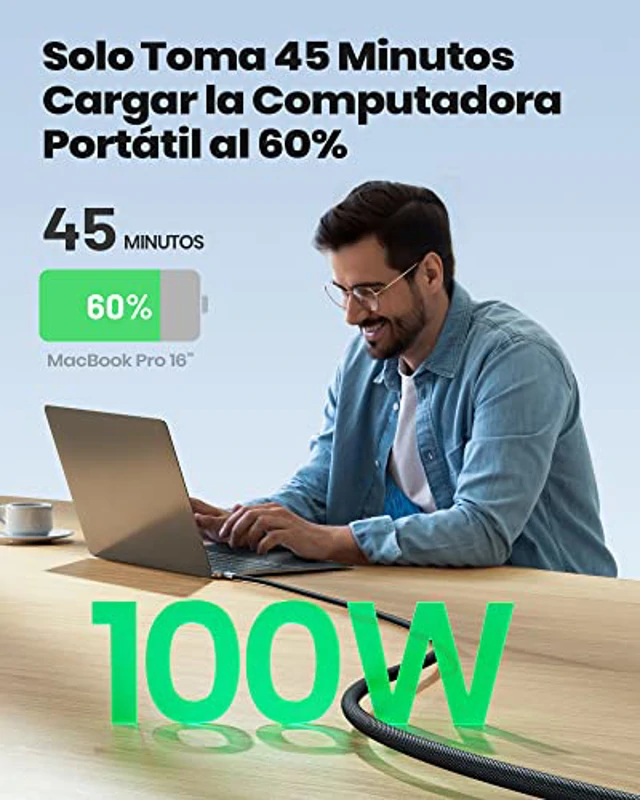 INIU Cable USB C, 100W 2m Cable de Carga Rápida QC de USB C a USB C, Cable Tipo C Trenzado Nylon de Datos Cargador de Teléfono USB-C para Samsung S22 iPad Pro MacBook Tabletas LG Google etc - Imagen 3