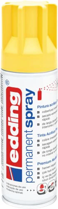 edding 5200 spray permanente - amarillo tráfico - 200 ml - pintura acrílica para pintar y decorar vidrio, metal, madera, cerámica, plástico, lienzo - aerosol, spray acrílico, spray de pintura - Imagen 2